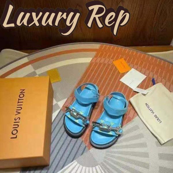 Replica Louis Vuitton LV Women Paseo Flat Comfort Sandal Mint Green Monogram Embossed Lamb Calf Leather 8