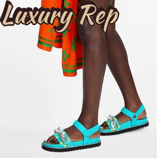 Replica Louis Vuitton LV Women Paseo Flat Comfort Sandal Mint Green Monogram Embossed Lamb Calf Leather 12