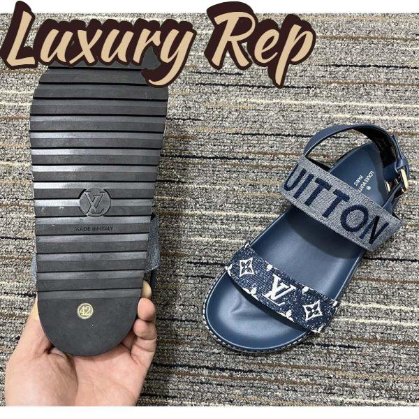 Replica Louis Vuitton LV Women Paseo Flat Comfort Sandal Navy Blue Monogram Denim Calf 7