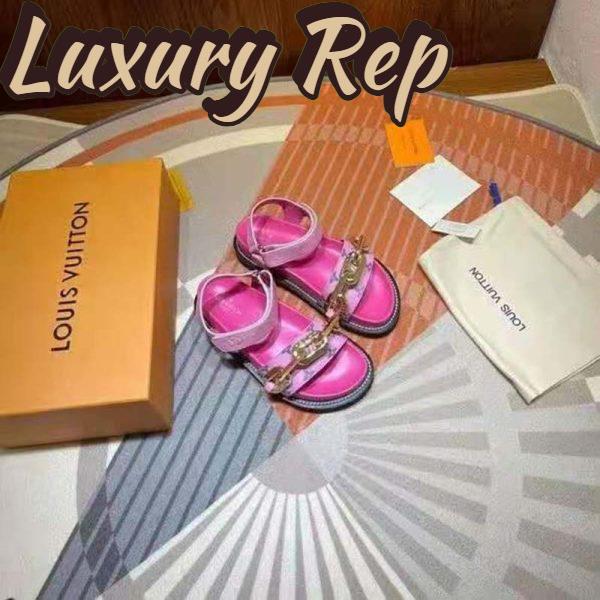 Replica Louis Vuitton LV Women Paseo Flat Comfort Sandal Pink Monogram Embossed Lamb and Calf Leather 3