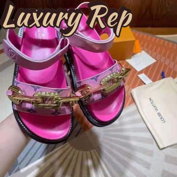 Replica Louis Vuitton LV Women Paseo Flat Comfort Sandal Pink Monogram Embossed Lamb and Calf Leather 4