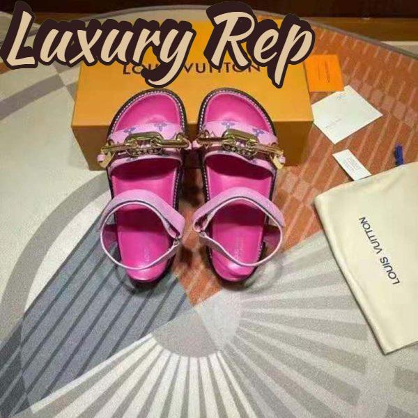 Replica Louis Vuitton LV Women Paseo Flat Comfort Sandal Pink Monogram Embossed Lamb and Calf Leather 5