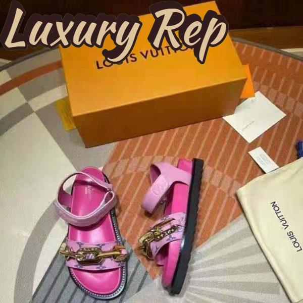 Replica Louis Vuitton LV Women Paseo Flat Comfort Sandal Pink Monogram Embossed Lamb and Calf Leather 6