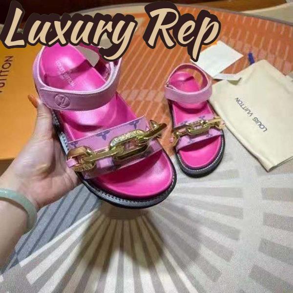 Replica Louis Vuitton LV Women Paseo Flat Comfort Sandal Pink Monogram Embossed Lamb and Calf Leather 7