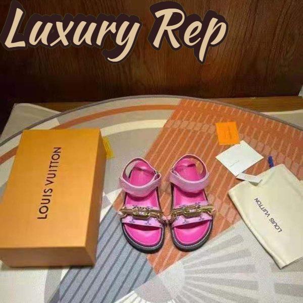 Replica Louis Vuitton LV Women Paseo Flat Comfort Sandal Pink Monogram Embossed Lamb and Calf Leather 8