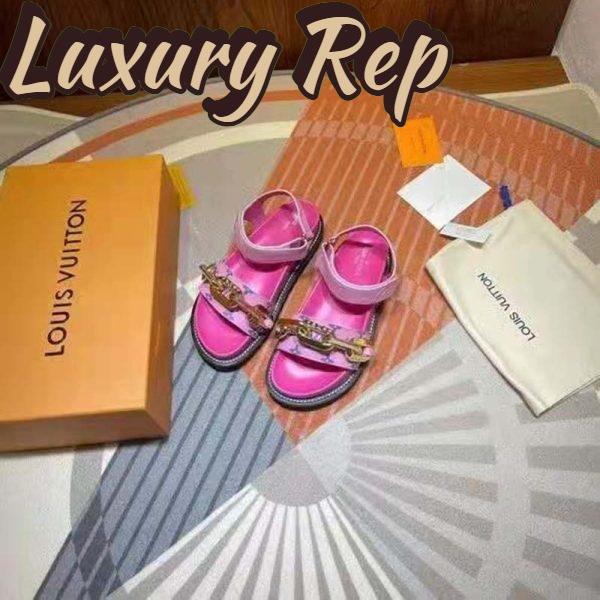 Replica Louis Vuitton LV Women Paseo Flat Comfort Sandal Pink Monogram Embossed Lamb and Calf Leather 9