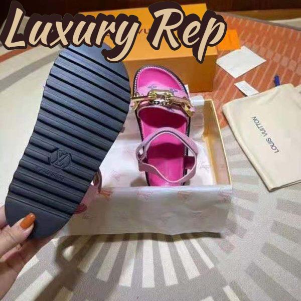 Replica Louis Vuitton LV Women Paseo Flat Comfort Sandal Pink Monogram Embossed Lamb and Calf Leather 10