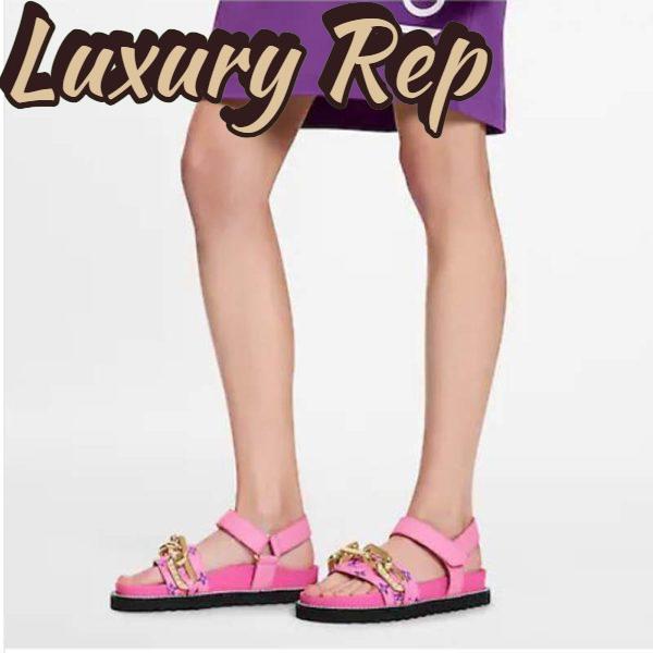 Replica Louis Vuitton LV Women Paseo Flat Comfort Sandal Pink Monogram Embossed Lamb and Calf Leather 12