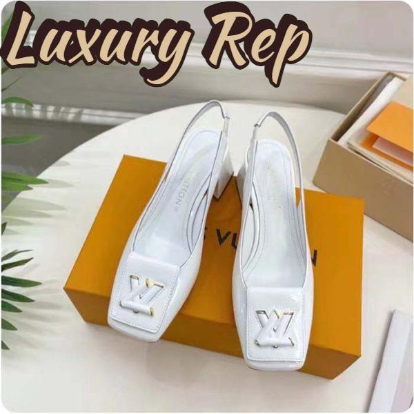 Replica Louis Vuitton LV Women Shake Slingback Pump White Patent Calf Leather Lambskin 5.5 Cm Heel 4
