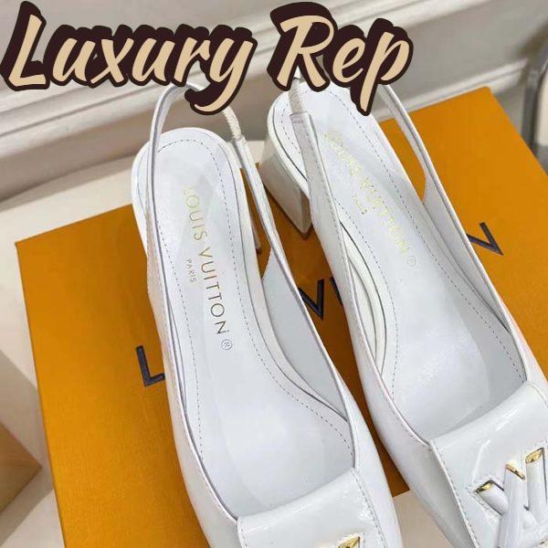 Replica Louis Vuitton LV Women Shake Slingback Pump White Patent Calf Leather Lambskin 5.5 Cm Heel 8