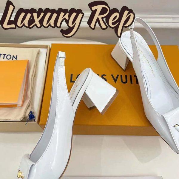 Replica Louis Vuitton LV Women Shake Slingback Pump White Patent Calf Leather Lambskin 5.5 Cm Heel 9