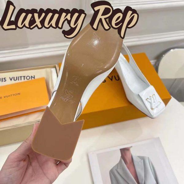 Replica Louis Vuitton LV Women Shake Slingback Pump White Patent Calf Leather Lambskin 5.5 Cm Heel 10