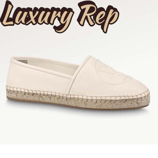 Replica Louis Vuitton LV Women Starboard Flat Espadrille Ivory White Lamb Leather Rubber