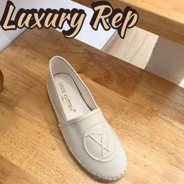 Replica Louis Vuitton LV Women Starboard Flat Espadrille Ivory White Lamb Leather Rubber 3