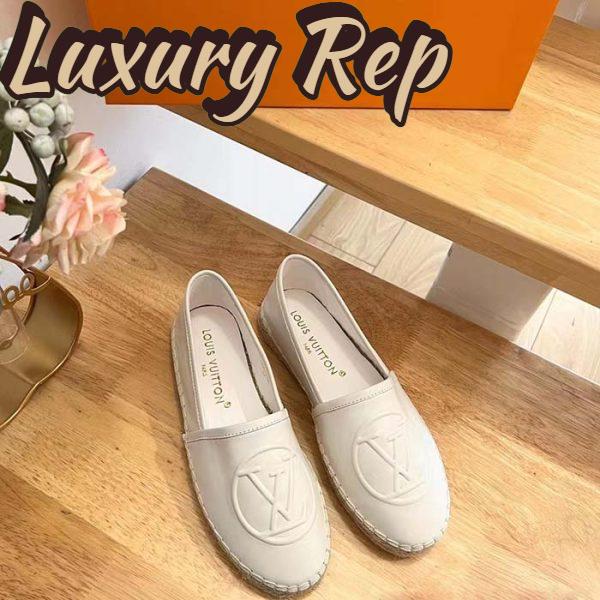 Replica Louis Vuitton LV Women Starboard Flat Espadrille Ivory White Lamb Leather Rubber 4
