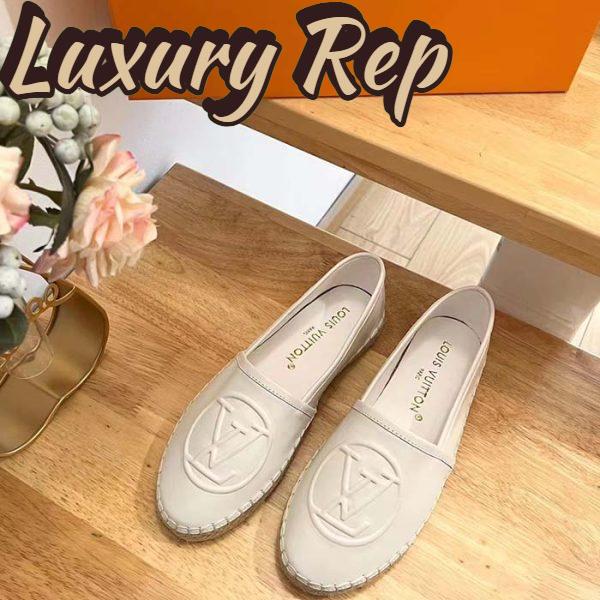 Replica Louis Vuitton LV Women Starboard Flat Espadrille Ivory White Lamb Leather Rubber 6