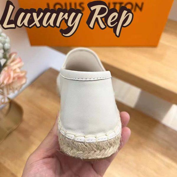 Replica Louis Vuitton LV Women Starboard Flat Espadrille Ivory White Lamb Leather Rubber 9
