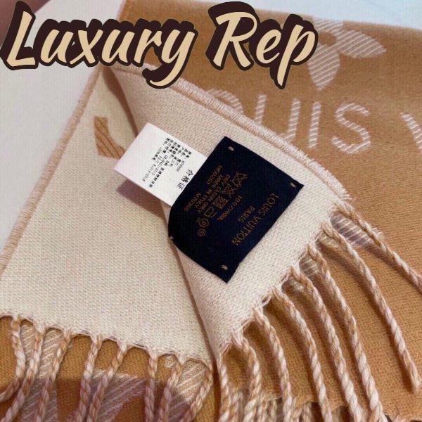 Replica Louis Vuitton LV Unisex Essential Scarf Sandy Wool Contrasting Monogram Motif Signature 8