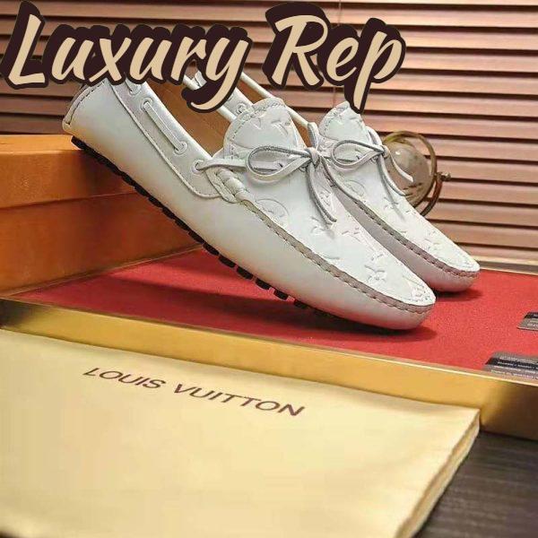 Replica Louis Vuitton Men Arizona Moccasin Monogram-Embossed Grained Calf Leather-White 4