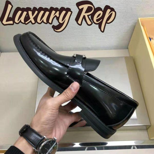Replica Louis Vuitton Men Major Loafer Glazed Calf Leather Silver LV Initials Accessory 7