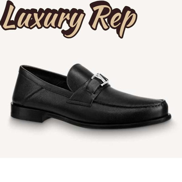 Replica Louis Vuitton Men Major Loafer Grained Calf Leather Wool Lining-Black
