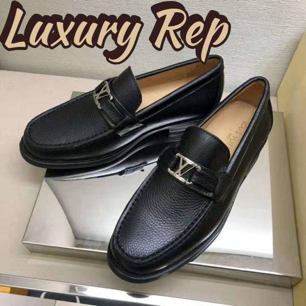 Replica Louis Vuitton Men Major Loafer Grained Calf Leather Wool Lining-Black 4
