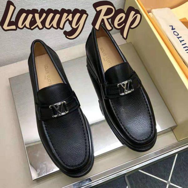 Replica Louis Vuitton Men Major Loafer Grained Calf Leather Wool Lining-Black 5