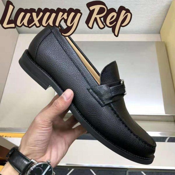 Replica Louis Vuitton Men Major Loafer Grained Calf Leather Wool Lining-Black 6