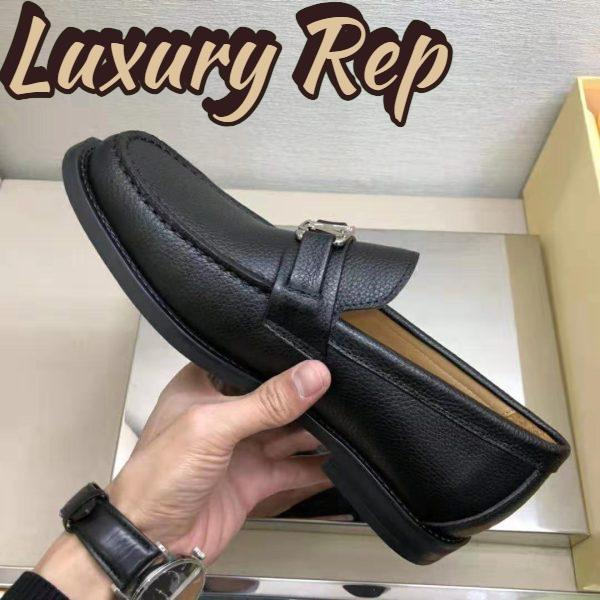 Replica Louis Vuitton Men Major Loafer Grained Calf Leather Wool Lining-Black 8