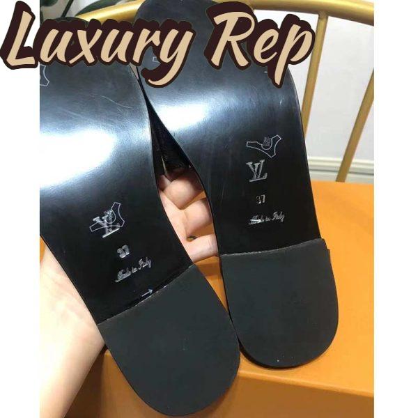 Replica Louis Vuitton Unisex Lock It Flat Mule Brown Patent Monogram Canvas Leather Outsole 6
