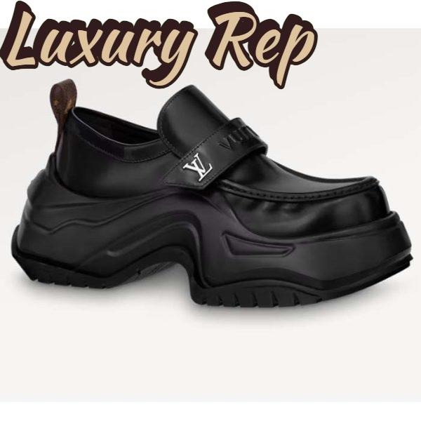 Replica Louis Vuitton Unisex LV Archlight 2.0 Platform Loafer Black Glazed Calf Leather