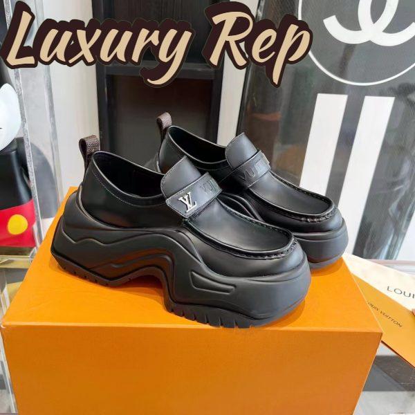 Replica Louis Vuitton Unisex LV Archlight 2.0 Platform Loafer Black Glazed Calf Leather 3