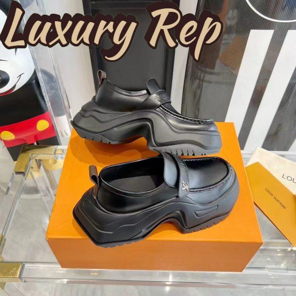 Replica Louis Vuitton Unisex LV Archlight 2.0 Platform Loafer Black Glazed Calf Leather 5