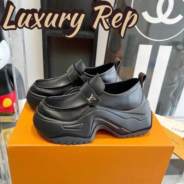Replica Louis Vuitton Unisex LV Archlight 2.0 Platform Loafer Black Glazed Calf Leather 6