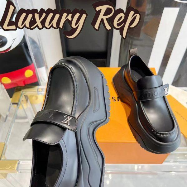 Replica Louis Vuitton Unisex LV Archlight 2.0 Platform Loafer Black Glazed Calf Leather 9