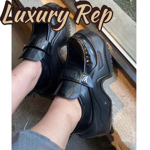 Replica Louis Vuitton Unisex LV Archlight 2.0 Platform Loafer Black Glazed Calf Leather 12