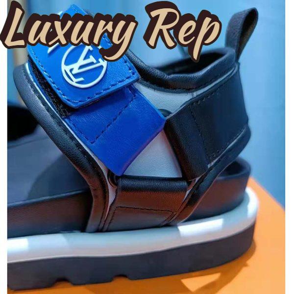 Replica Louis Vuitton Unisex Pool Pillow Flat Comfort Sandal Blue Calf Leather 6