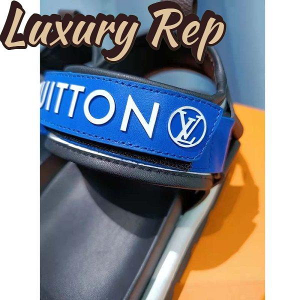 Replica Louis Vuitton Unisex Pool Pillow Flat Comfort Sandal Blue Calf Leather 8
