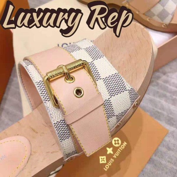 Replica Louis Vuitton Women Lock It Flat Mule Damier Azur Canvas and Calf Leather 8