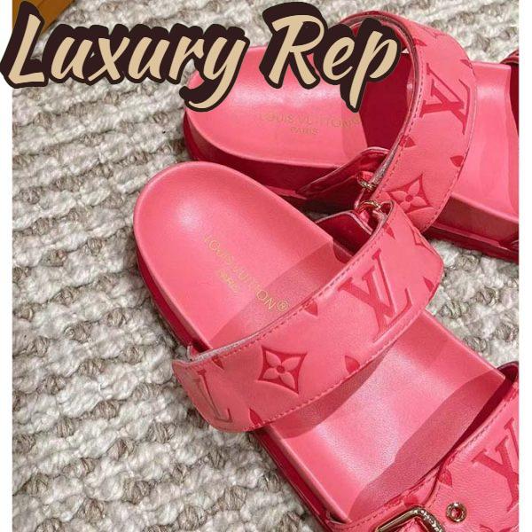 Replica Louis Vuitton Women LV Bom Dia Flat Comfort Mule Pink Monogram-Embossed Calf 7