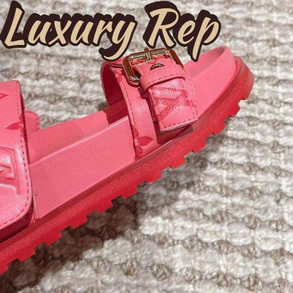 Replica Louis Vuitton Women LV Bom Dia Flat Comfort Mule Pink Monogram-Embossed Calf 11