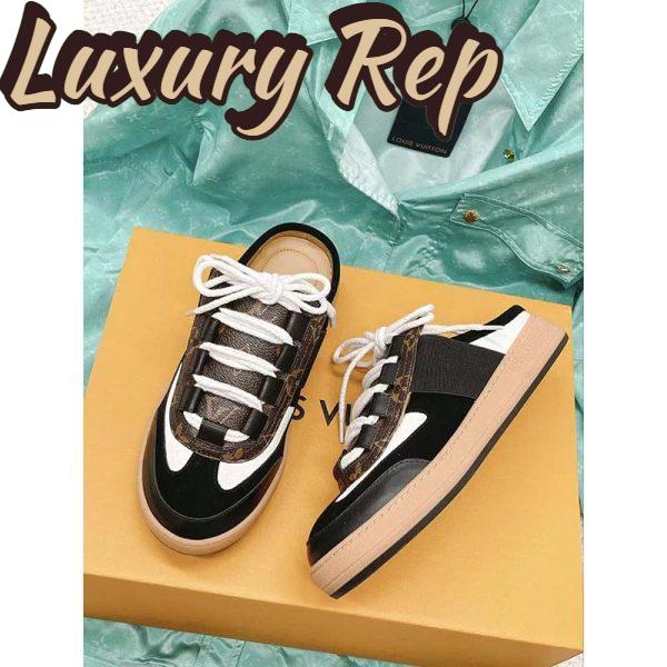Replica Louis Vuitton Women LV Lous Open-Back Sneaker Black Suede Calf Leather Double Laces 6