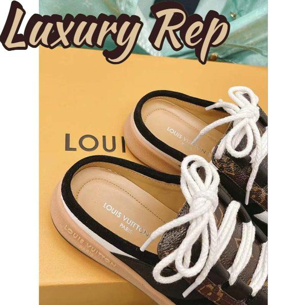 Replica Louis Vuitton Women LV Lous Open-Back Sneaker Black Suede Calf Leather Double Laces 12