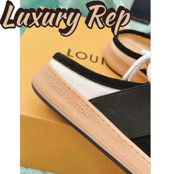 Replica Louis Vuitton Women LV Lous Open-Back Sneaker Black Suede Calf Leather Double Laces 14