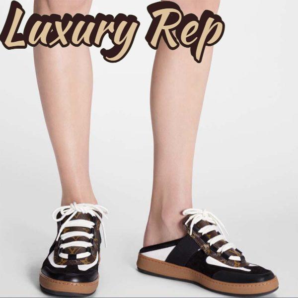 Replica Louis Vuitton Women LV Lous Open-Back Sneaker Black Suede Calf Leather Double Laces 17