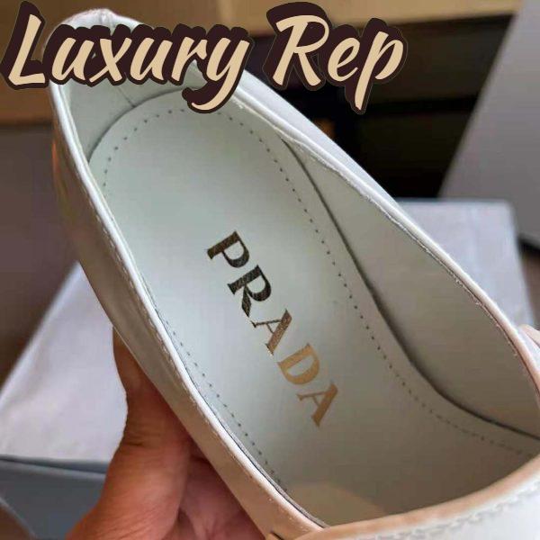 Replica Prada Women Brushed Leather Loafers-White 9