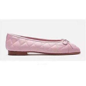 Replica Chanel Women Ballerinas in Aged Calfskin Leather-Pink 2