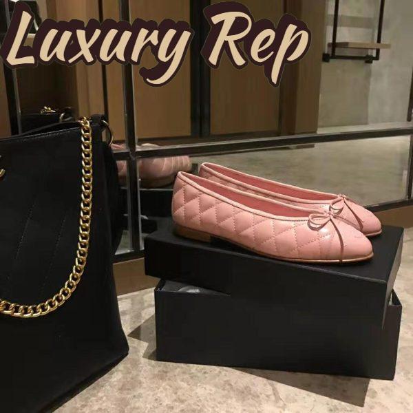Replica Chanel Women Ballerinas in Aged Calfskin Leather-Pink 3