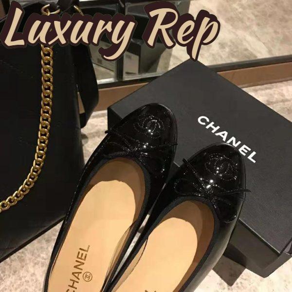 Replica Chanel Women Ballerinas in Patent Calfskin Leather-Black 7