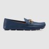Replica Gucci Men Horsebit Leather Loafer with Web Shoes Black 10